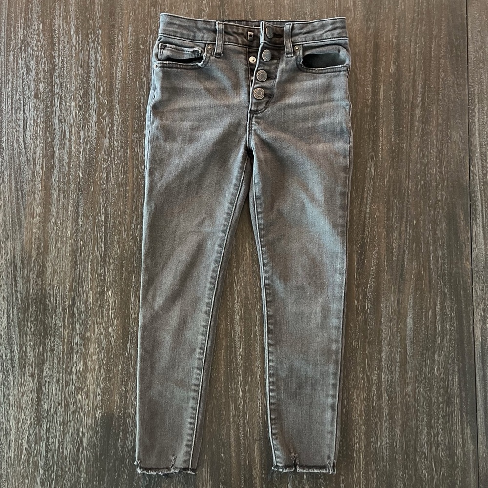 Gap Girls Faded Black High-Waisted Ankle Jeans 8